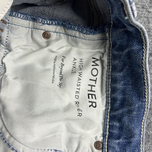Mother Jeans Womens 28 Blue High Waisted Rider Ankle Distressed Raw Hem Denim - Picture 5 of 10